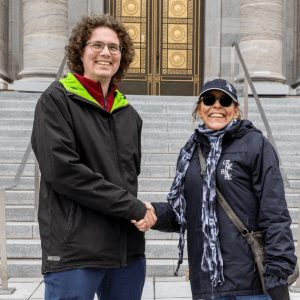 Anne-Marie Wiseman, camelot, avec Olivier Dufresne, directeur et historien de l’Atelier d’histoire Mercier– Hochelaga-Maisonneuve